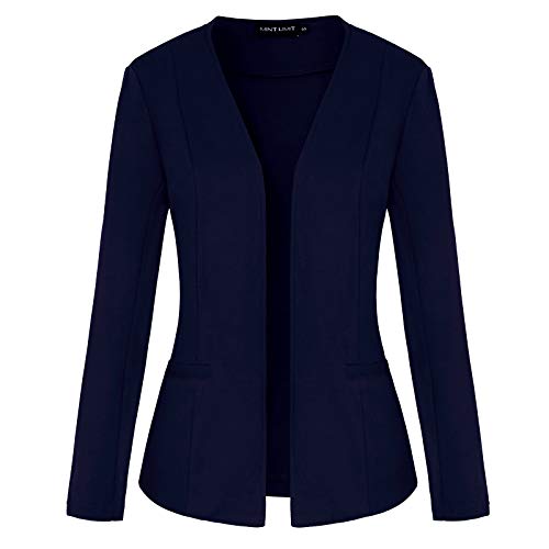 MINTLIMIT Women's Casual Blazers Long Sleeve Open Front Cardigan Work Office Blazers Jacket with Pockets (Navy, Large)