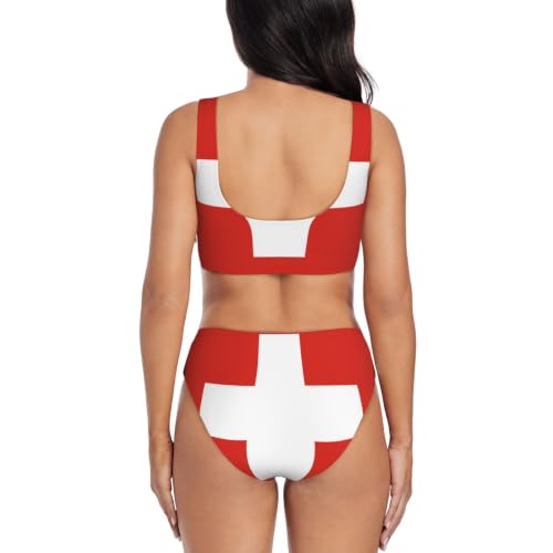 Bikini triangle réglable motif suisse doté de coussinets push-up - 4