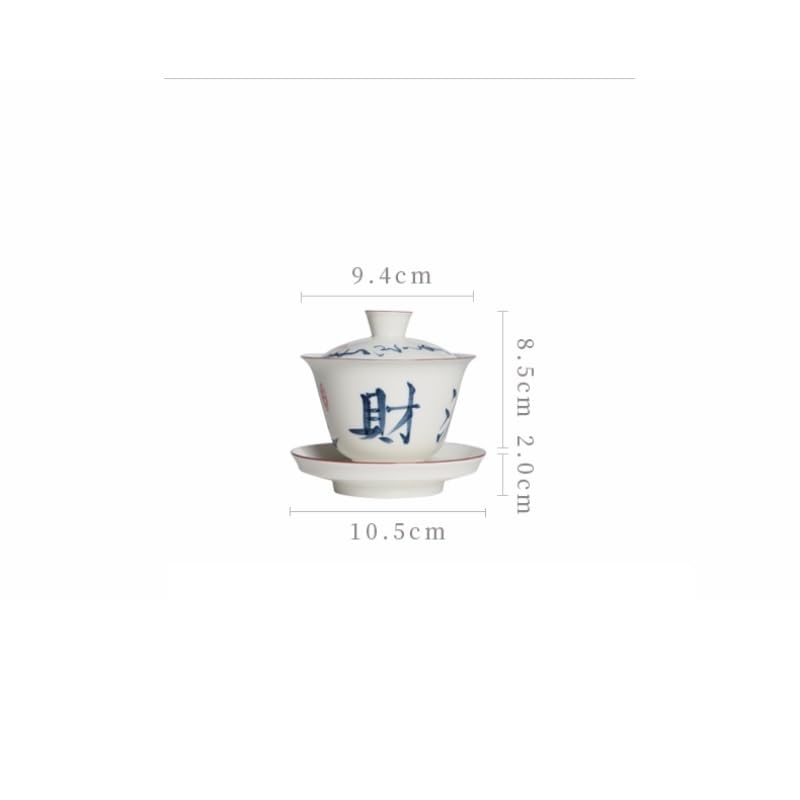 Tasse à thé et café de Voyage en céramique, Grand Bol Couvert en Porcelaine Blanche, Manuscrit Bleu et Blanc, céramique colorée sous glaçure, Usage Domestique Simple
