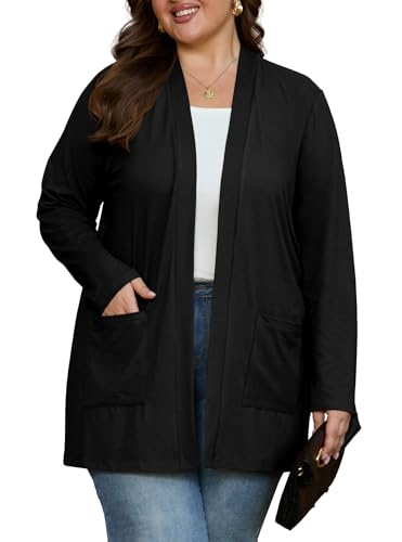 OLRIK Plus Size Cardigan for Women 2025 with Pockets Long Sleeve Casual Lightweight Jacket Open Front Cover Ups2