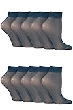 SockShop Damen-Strumpfwaren, Knie- und Knöchelstrümpfe, 15 Denier Pop-Socken in verschiedenen Farbtönen, Einheitsgröße, 10er-Pack, Knöchel, Marineblau, 4–8