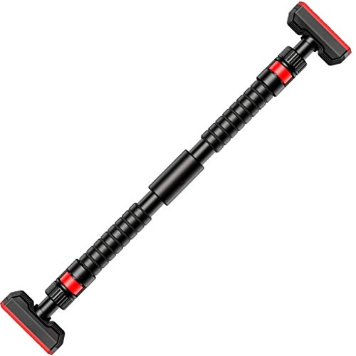 Barra de dominadas para puerta, barra de dominadas montada, sin montaje, barras de entrenamiento extra anchas, con base ampliada y agarre suave, para uso en interiores y exteriores (color: negro,
