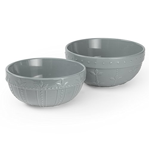 Signature Housewares Sorrento Collection Set of 2 Mixing Bowls 8-Inch and 9-Inch, Light Gray