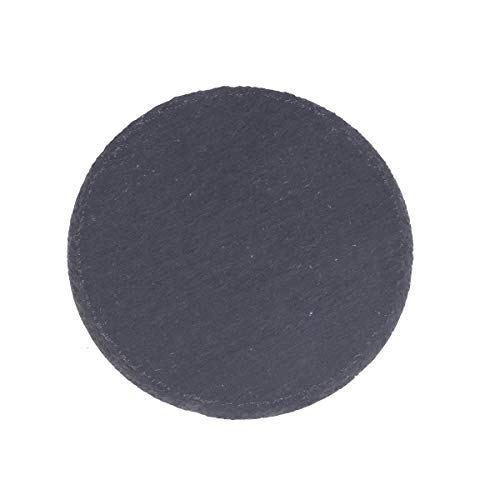 Plato redondo de pizarra natural de 15 cm, placa de piedra sólida para tartas, sushi, barbacoa, queso, pizza, fruta, color negro