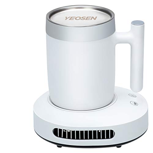 YEOSEN Coffee Mug Warmer and Cooler - 2 IN 1 Beverage Warmer and Drink Cooler with Mug, Auto Shut Off Mug Cooler and Warmer for Office Desk Use (Up to 131F or 46F), White