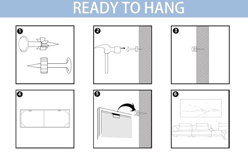 Dandelion Wall Art Blue Canvas Print Picture Framed Wall Art for Living Room Large White Flower Flora Home Decoration Modern(With Soild wood dark framed) Bedroom Artwork Wall Decor