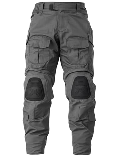 MERJAZ Mens Tactical Pants with Knee Pads Gray 38