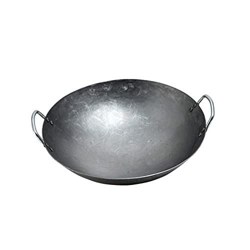ZOCWJK Non-Stick Iron Wok,Uncoated Chinese Household Skillet Double Ear Stir Fry Wok Pan for Electric Stove Top (40cm/15.7in