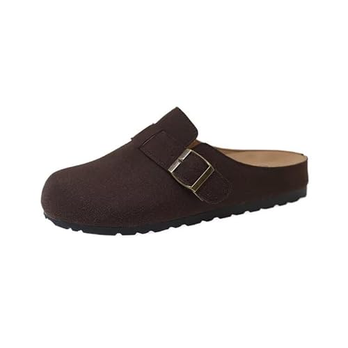 صندل شمواه من الفلين للنساء من جلد البولي يوريثين، صندل بنعل داخلي للحديقة مع دعم قوس القدم