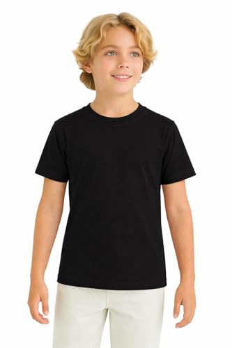 Image of DYCA by Bodycare Boy Round Neck Half Sleeves T-Shirt, Cotton Solid Tshirt, Regular Fit Casual Wear T Shirt