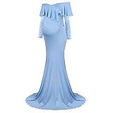 Frauen schönes Kleid für Mutterschaft Fotoshooting Schwangere,sexy Slim Fit Meerjungfrau Kleid mit einem Zug skizziert Ihre perfekte Form und entzückende Babybauch mühelos; Einfarbig ist elegant und klassisch