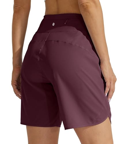 Image of Willit Women's 7 inch Athletic Running Shorts Long Workout Hiking Shorts Quick Dry High Waisted Active Zipper Pocket