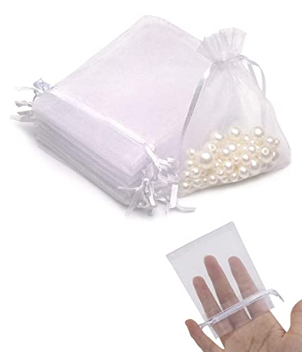 LICHUANUK 50 bolsas de organza para dulces, boda, cumpleaños,caja de dulces, decoración con cordón (7 cm x 9 cm)