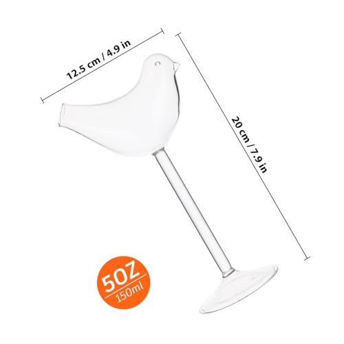 Copas de cóctel transparentes Tofficu de cristal con diseño de pájaro para fiestas 3