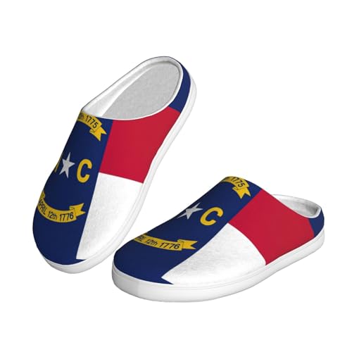 Cozy North Carolina state flag print Slippers Indoor and Outdoor Fuzzy House Shoes Anti-Skid Sole Gifts for Women Indoor Scuff2