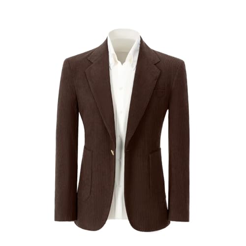 Aowdoy Mens Corduroy Suit Slim Fit 2 Pieces Vintage Casual Suit Blazer Jacket for Prom Party2