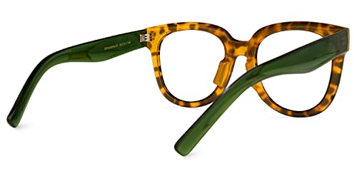 Image of Zeelool Unisex Retro Oversized Square Blue Light Blocking Glasses Harrell ZOP049594-07 Tortoise