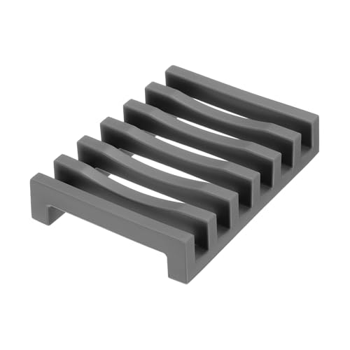 uxcell 2 jaboneras de silicona autodrenantes, bandeja de jabón con drenaje para baño, ducha, fregadero de cocina, 4.2 x 3.1 x 0.8 pulgadas, color gris