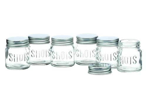 BarCraft Jar Shot Gläser mit Deckel, 6er Set, 60ml, Mini-Glasgefäße
