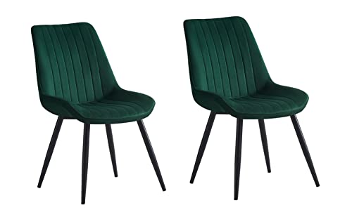 Esszimmerstühle 2er Set Polster Küchenstuhl Samt Sitzfläche Metall Gestell Rosa, Grün (Grün) Cover