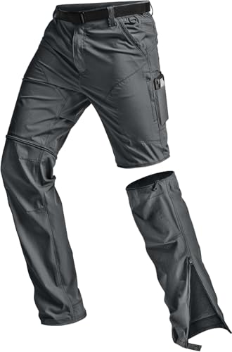 Image of CQR Men's Convertible Cargo Tactical Pants, Water Resistant Outdoor Hiking Pants, Zip Off Lightweight Stretch Work Pants