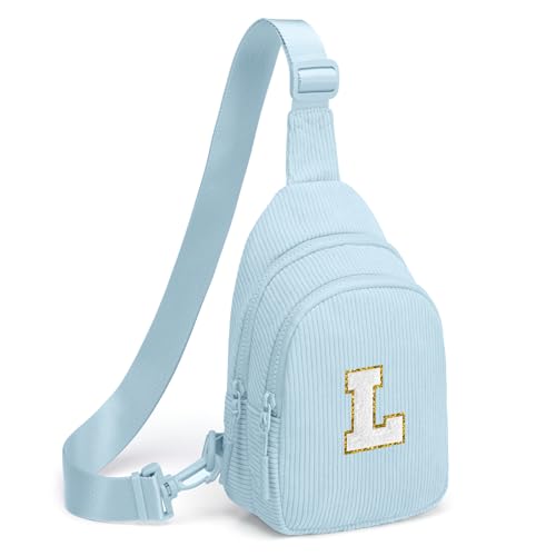 Image of Viverte Small Corduroy Sling Bag Initial Crossbody Bag Fanny Pack for Girls Personalized Birthday Gifts for Teen Girls Gifts