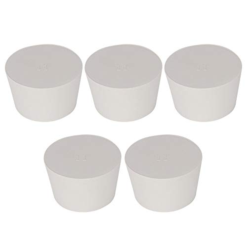Labasics Gummistopfen, Weiße konische Labor Dichtung Gummistopper Solid Rubber Stoppers, (5er Pack, 11#) Cover