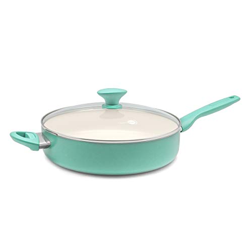 GreenPan CC001328-001 Rio Jumbo Ceramic Saute Pan, 5QT, Turquoise