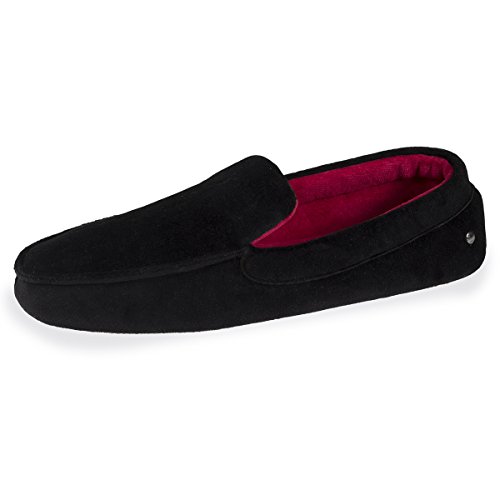 Isotoner Chaussons Mocassins Homme Broderie, Noir, 43 EU