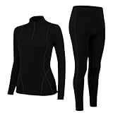Fengzio sous Vetement Thermique Femme Doublure Polaire Ensemble Chauds Femme avec Col Mont...