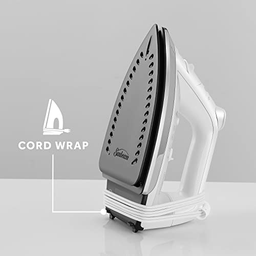 Sunbeam Classic Steam Iron, 1200 Watt, Mid-size Anti-Drip Nonstick Soleplate, Horizontal or Vertical Shot of Steam with 8' 360-Degree Swivel Cord and 3-Way Auto Shut-Off, White by Sunbeam - Image 6