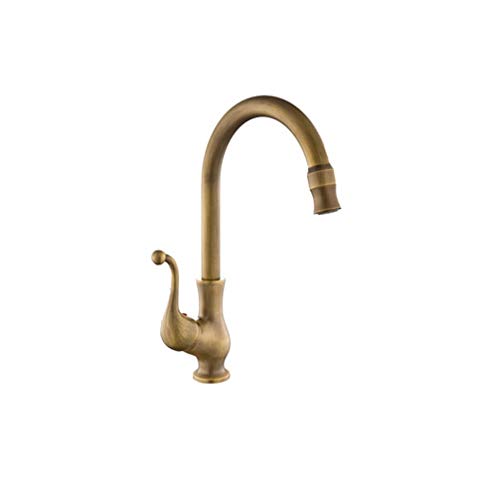 Grifo de fregadero antiguo de cobre europeo giratorio para eliminar salpicaduras en cocina