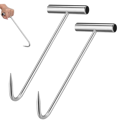 BELLIFFY Manhole Hooks for Bed Rails 2pcs Iron Manhole Cover Hooks T-Shaped Lifters