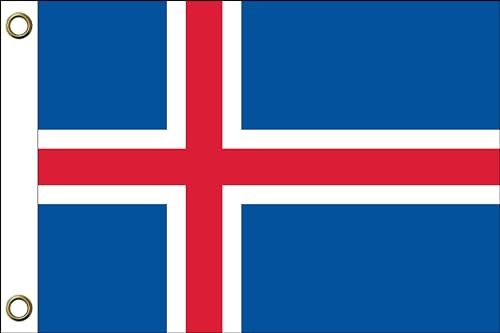 Island Flagge Fahne | 150 cm x 90 cm / 90 x 150 cm | Wetterfest & Langlebig | Polyester mit zwei Ösen