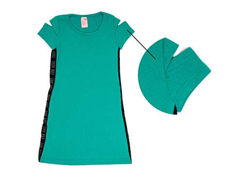Kit 3 Vestidos Infantil Roupa Viés Lateral Meninas Algodão Desenho do tecido:Liso/Sortido;Tamanho:12