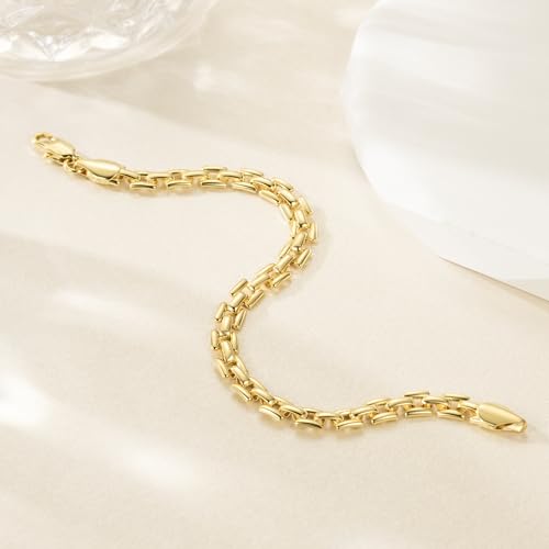 Gold Bracelet 14k Gold Bracelets for Women & Men Non Tarnish Watch Chain Design Womens Bracelets Jewelry Gifts 6.5-9 Inches3