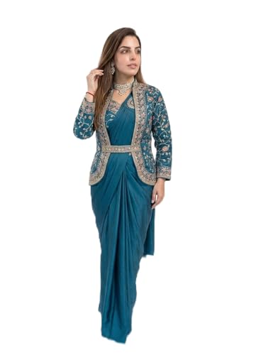 Heavy Embroidered Ready to Wear Saree with Designer Koti, Blouse ...