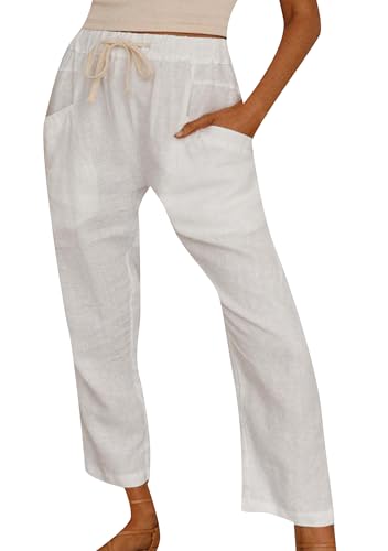 TYQQU Women Solid Color Drawstring Pants High Waist Casual Pant Long Office Fit Pants