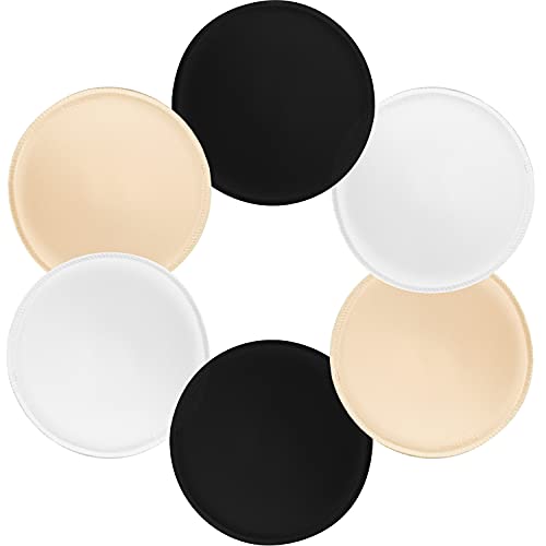TopBine 3 Pairs Round Soft Bra Inserts Pads Removable Sport Bra Cups Inserts Mastectomy Bra Inserts for Bikini Top Swimsuit, B/C White/Beige/Black, A/B/C
