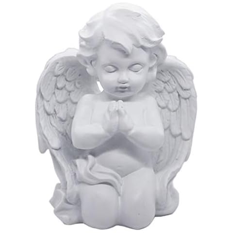 Kneeling Praying Cherub Angel Wings Statue Figurine Indoor Outdoor Home Garden Guardian Decorative Ornament Church Wings Angel Statue Sculpture Memorial Statue Collection Angel Gift Cover