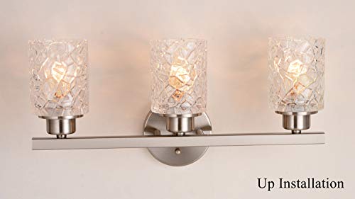 Image of ALICE HOUSE 20.5 inch Vanity Lights, 3 Light Wall Lighting, Brushed Nickel Finish Bathroom Lights Over Mirror, Bathroom Lighting, ETL Listed, AL9082-W3