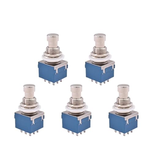 Interruptor de pie 3PDT de 9 pines para pedal de efectos guitarra con terminal de soldadura enclavamiento 5 uds 2
