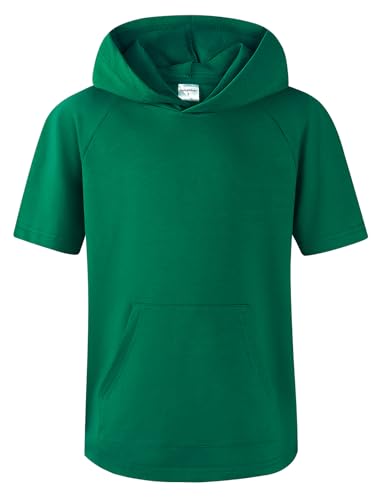 Image of Spring&Gege Boys Light Weight Short Sleeve Hoodie Casual Solid Pullover Hooded T-shirt with Pocket