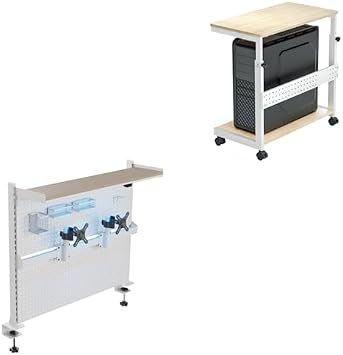 EUREKA ERGONOMIC Computer Tower Stand Height Adjustable+Desk Pegboard with Dual Monitor Stands