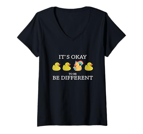 Damen Be different Ente Gay Pride Tier Spruch T-Shirt mit V-Ausschnitt
