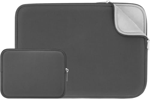Image of Meyaar Sleeve for MacBook 16 inch, Compatible with MacBook Pro 16-inch M1 /M2 /M3 /M4 - Soft Padded Fur-Lined with Small Zipper Bag for Accessories (Grey, for MacBook 16 inch)