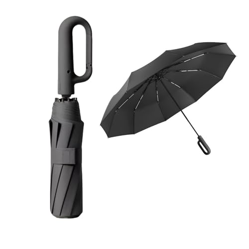 FlyNautics Foldable Umbrella for Travel,42“ Lightweight Automatic Open Close Umbrella, 10 Ribs Portable Rain Sunshine Wind Proof Black
