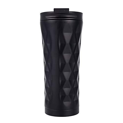 KTKT AYSMG 500ml Irregular Double Layer 304 Stainless Steel Thermos Cup (Black) (Color : Black)