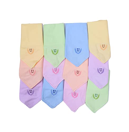 Image of ANTONIA Personalized Cotton Women's Handkerchiefs with Embroidered Initials, Assorted Colours (33 cm x 33 cm)