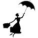 WAXY Mary Poppins Fashion Car Decoration Vinile Adesivo per Auto S3-6579 Nero/Argento 15,8 cm * 18,3 cm Nero